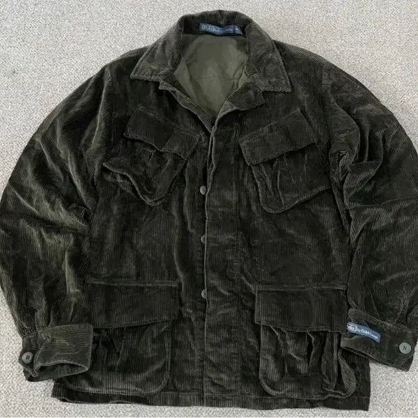 [BUNJANG] Polo Ralph Lauren Corduroy Jungle Fatigue Utility BDU Jacket - Olive / 폴로 랄프 로렌 코듀로이 정글 퍼티그 유틸리티 BDU 자켓 새제품급