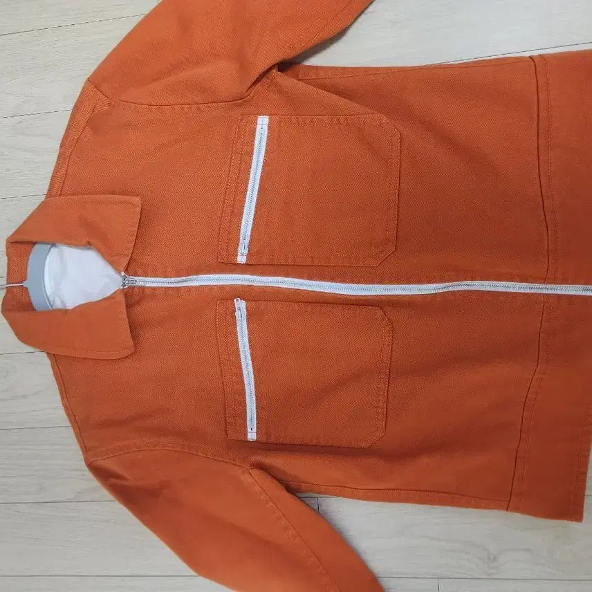 [BUNJANG] Calvin Klein Orange Denim Zip-Up Jacket / 캘빈클라인 ck 오렌지색 데님 집업 자켓