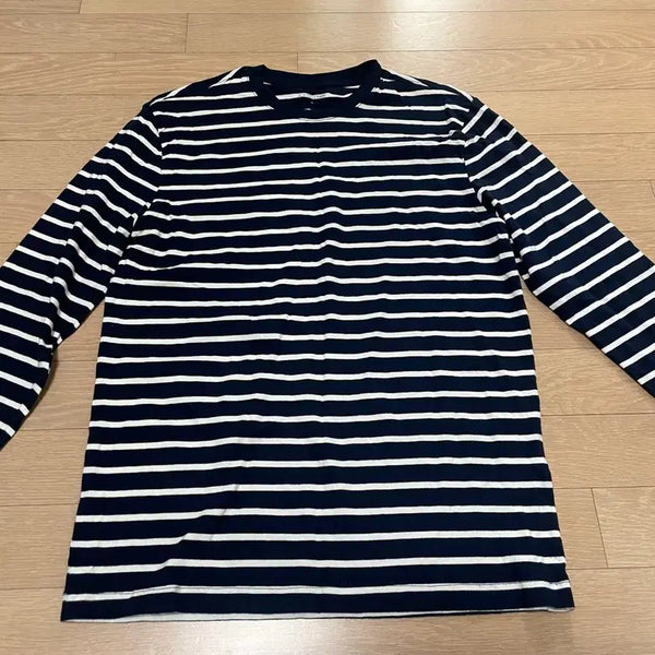 [BUNJANG] TOPTEN Striped Long-Sleeve T-Shirt Navy / 특가)탑텐 단가라 스트라이프 긴팔티셔츠 네이비