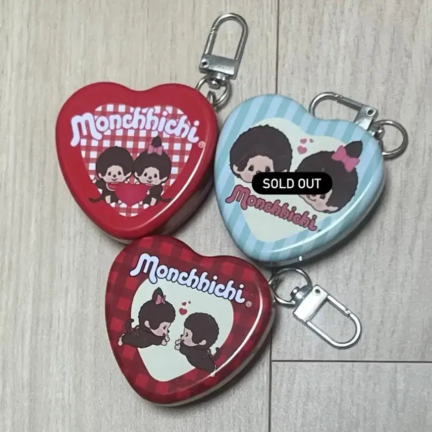 [BUNJANG] Monchhichi Heart Tin Case Keychain / 몬치치 하트 틴케이스 키링