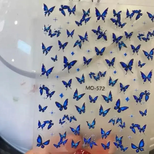 [BUNJANG] Blue Butterfly Nail Stickers / 블루나비스티커