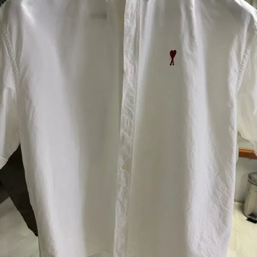 [BUNJANG] AMI Paris Small Heart Oxford Short Sleeve Shirt L / 아미 스몰하트 옥스포드 반팔 셔츠 L