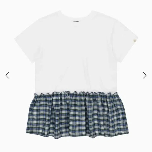 [BUNJANG] OHEHIO Check Frill T-shirt / 오헤시오 체크프릴티셔츠