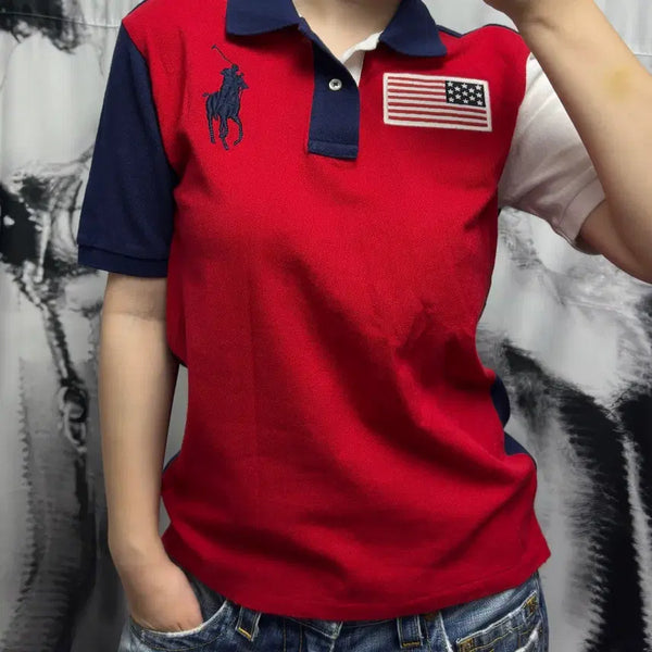 [BUNJANG] Polo Ralph Lauren Big Pony Flag Polo T-Shirt / 폴로 랄프로렌 빅포니 성조기 카라티