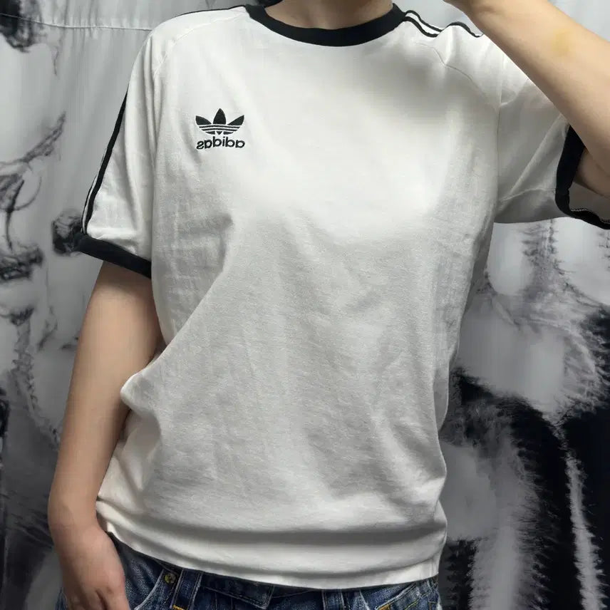 [BUNJANG] Adidas Three Stripe Ringer T-Shirt / 아디다스 삼선 링거티셔츠