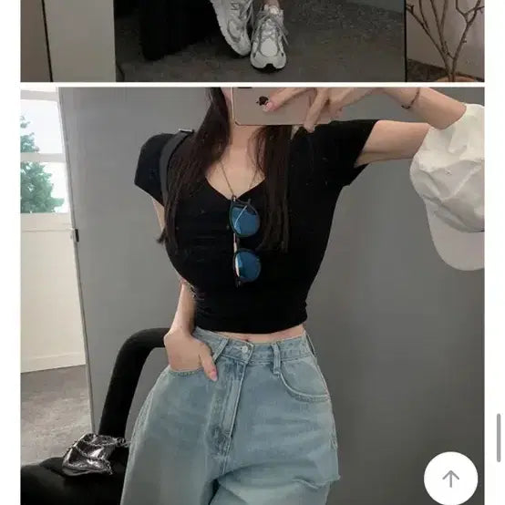 [BUNJANG] Holy Black Cropped T-Shirt / 홀리반팔
