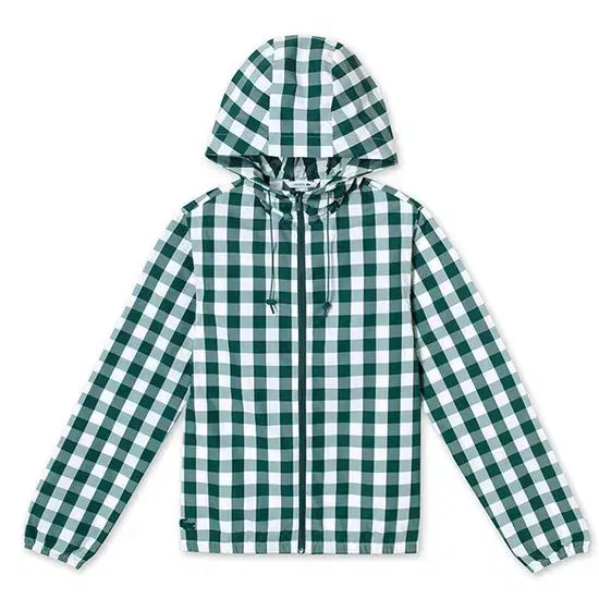 [BUNJANG] Lacoste Women's Slim Fit Big Check Short Jacket Windbreaker / @7/7까지할인@라코스테 여성 슬림핏 빅 체크 숏기장 점퍼 바람막이