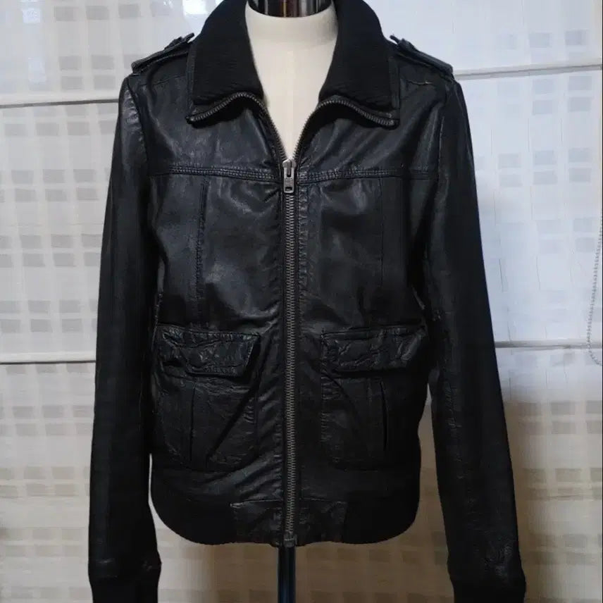 [BUNJANG] Superdry Black Leather Jacket Size S (95) / (100% 가죽) 슈퍼드라이 검정 가죽 자켓 S (95)