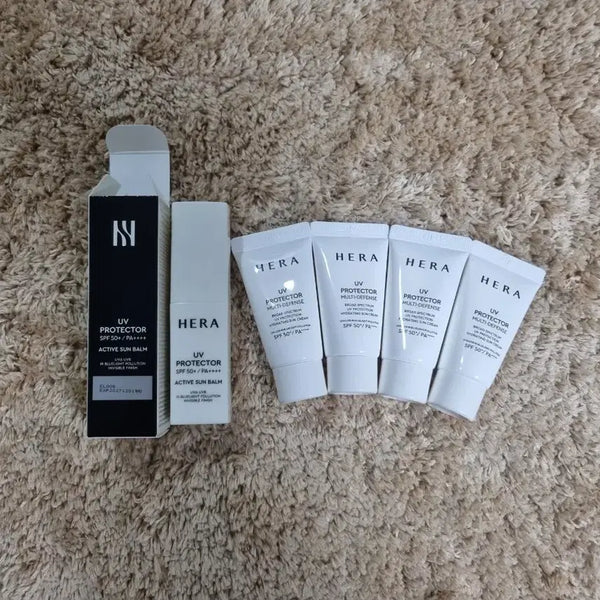 [BUNJANG] Hera UV Protector Active Sun Balm 10g & Multi Defense SPF50+ PA++++ Sunscreen Set / 헤라 UV프로텍터 액티브 선 밤 10g 헤라 선스틱 선크림 썬스틱