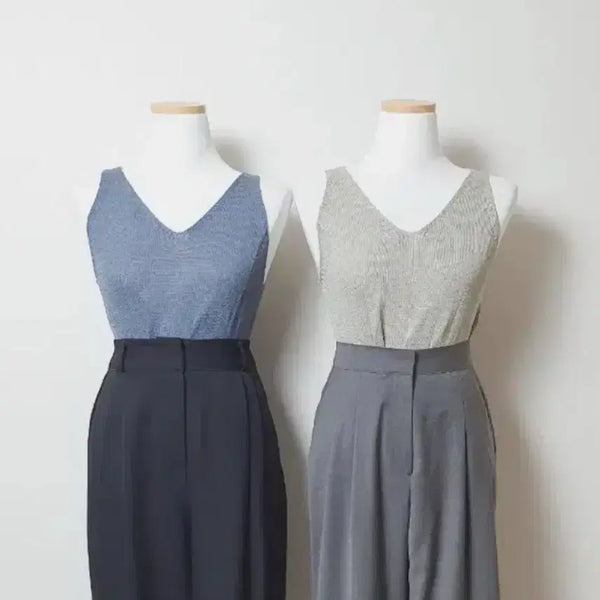 [BUNJANG] Untoi Linen V-Neck Sleeveless Knit Top / 새상품) 언토이 린넨 브이넥 민소매 니트 나시 니트