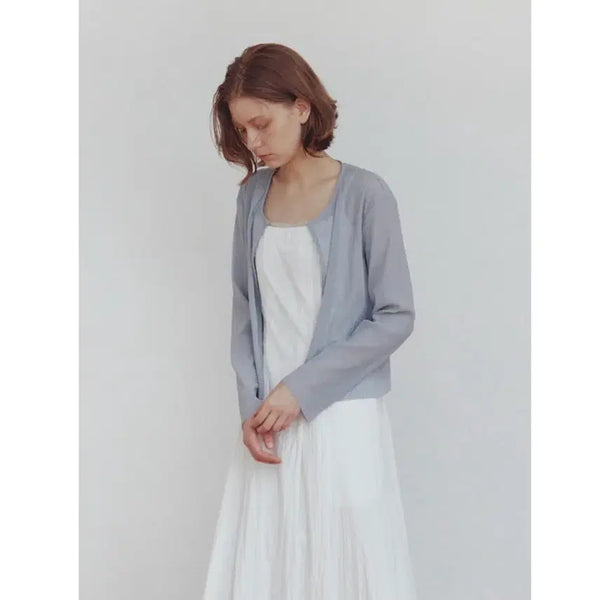 [BUNJANG] Elloge Aione Pleated Cardigan Pale Blue / elloge 엘로주 아이오네 플리츠 가디건 페일블루