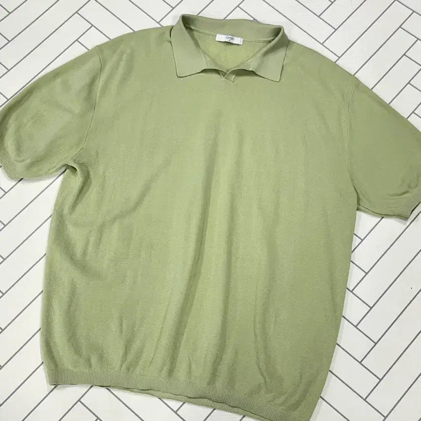[BUNJANG] TOPTEN Men's Short Sleeve Knit Polo Green Size 110 / 탑텐 남자110 여름 귀여운 반팔카라니트 그린