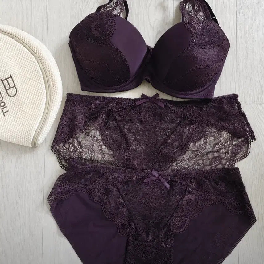 [BUNJANG] Purple Lace Underwear Set (2 Panties) / 퍼플 레이스 속옷세트(팬티2종)