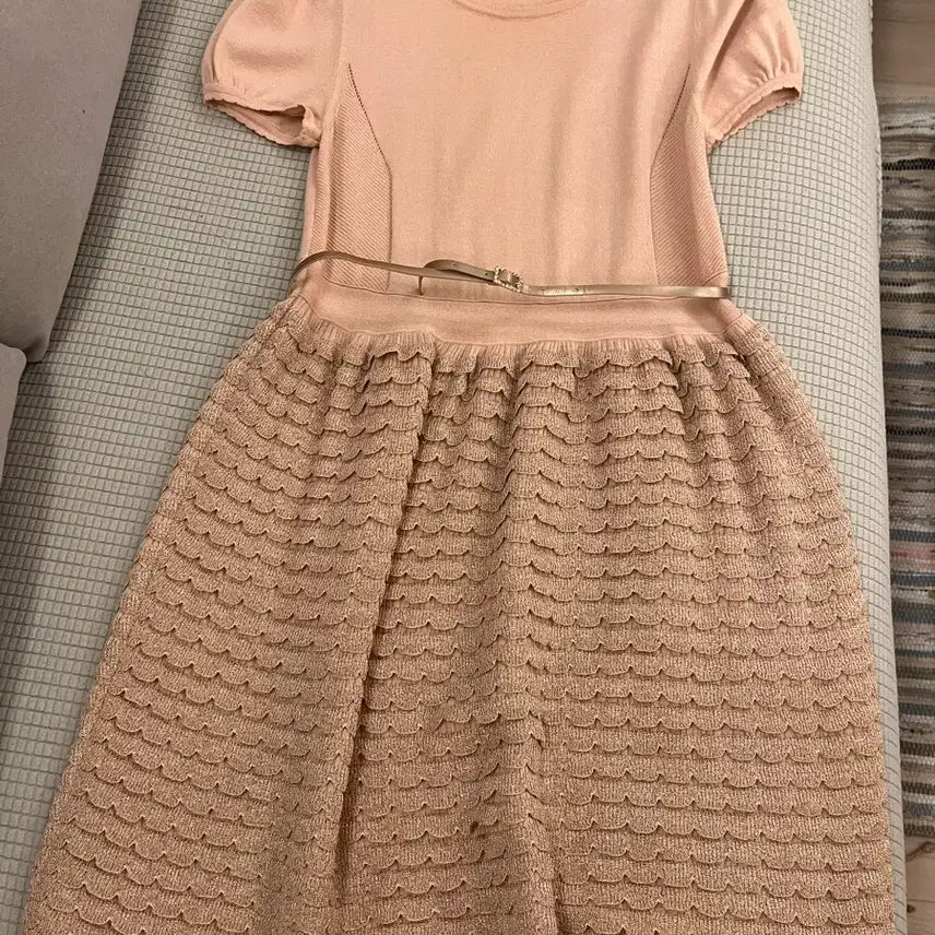 [BUNJANG] Reneevon Pale Pink Summer Knit Dress Size 54 / Reneevon 레니본 페일핑크 썸머 니트 원피스_54 사이즈