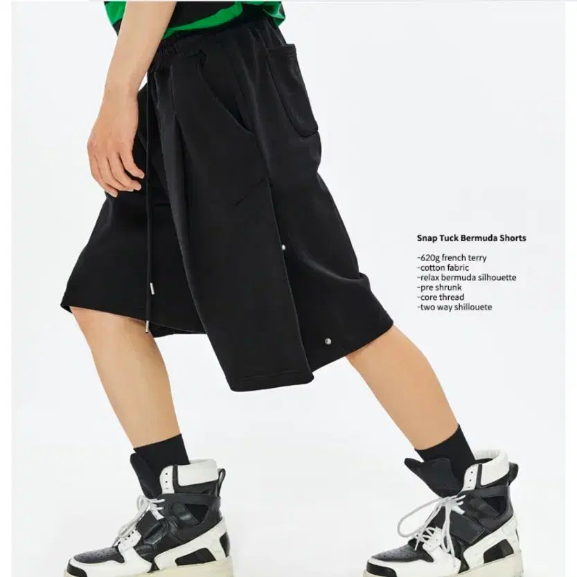 [BUNJANG] Soverment Snap Tuck Bermuda Shorts (Unsealed New Product) / 소버먼트 스냅 턱 버뮤다 팬츠(미개봉 새상품)