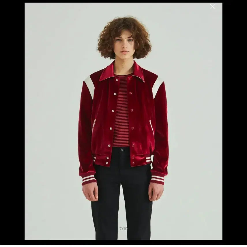 [BUNJANG] Rolling Studio Velvet Varsity Jacket Red (Sealed) / 롤링스튜디오 벨벳 바시티 자켓 레드(미개봉 새상품)