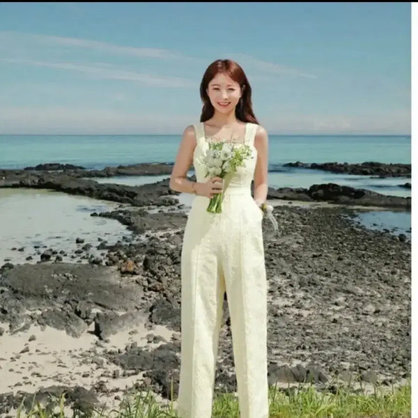 [BUNJANG] Imvely Velyted Edition Punching Lace Jumpsuit / 임블리 텍달린 벨리티드 에디션 펀칭 점프슈트 (44~마른55)