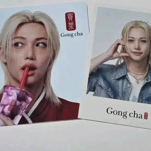 [BUNJANG] Stray Kids Felix GONG CHA Collaboration Photocard Coaster Cup Holder Bundle Set / 일괄) Stray Kids 필릭스 공차 콜라보 포토카드 코스터