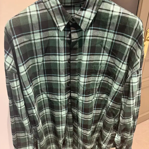 [BUNJANG] Juun.J Green Check Shirt Size 52 / 준지 그린 체크 셔츠 52