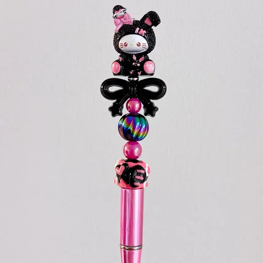 [BUNJANG] Sanrio Kitty Rabbit Mask Figure Ballpoint Pen - Black/Pink / 토끼탈 키티피규어볼펜 블랙핑크 키티쿠로미 키티비즈 키티파츠