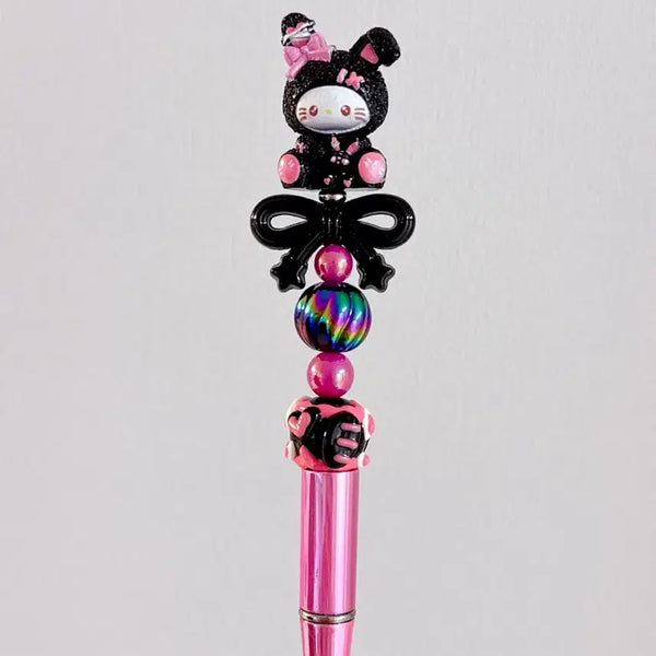 [BUNJANG] Sanrio Kitty Rabbit Mask Figure Ballpoint Pen - Black/Pink / 토끼탈 키티피규어볼펜 블랙핑크 키티쿠로미 키티비즈 키티파츠