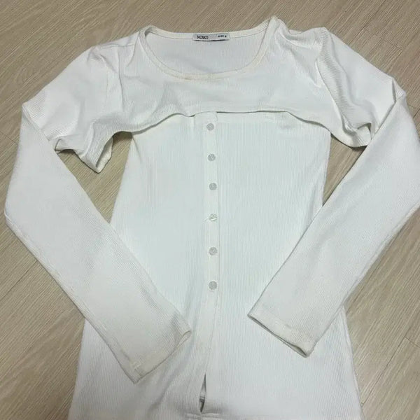 [BUNJANG] MIXXO White Ribbed T-Shirt / MIXXO 흰색 골지 티셔츠