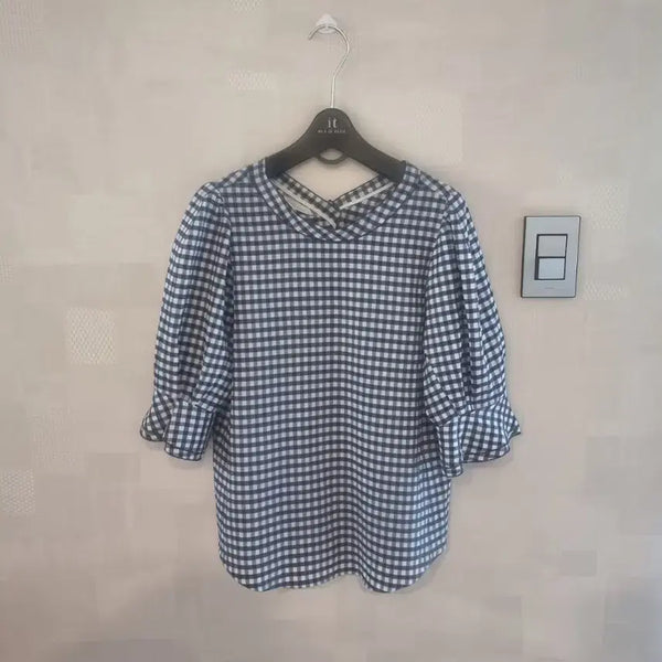 [BUNJANG] The Izzat Women's Puff Check Blouse / 더아이잗 여성 퍼프 체크 블라우스 55.66