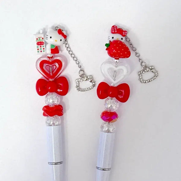 [BUNJANG] Handmade Ballpoint Pen with Red Point Kitty Charm / 레드포인트 키티참 볼펜 수제볼펜 볼꾸볼펜 펜꾸 감성아이템