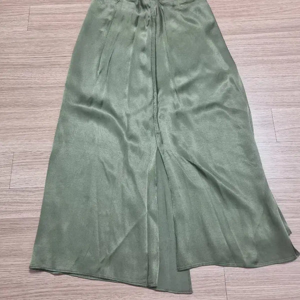 [BUNJANG] REISS Olive Green Slit Satin Wrap Skirt / 올리브 그린 슬릿 새틴 랩 트임 스커트 25인치 reiss 레이스