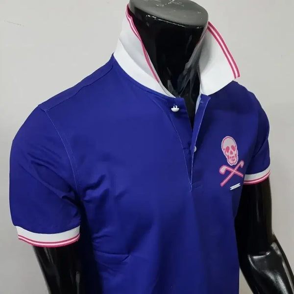 [BUNJANG] Skull Logo Golf T-Shirt - Purple / 골프 반팔 카라티 새상품