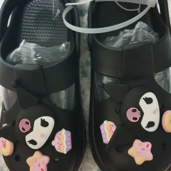 [BUNJANG] Kuromi Charm Sandals Slippers Black Size 240 / 240 쿠로미 지비츠 샌들 슬리퍼 블랙