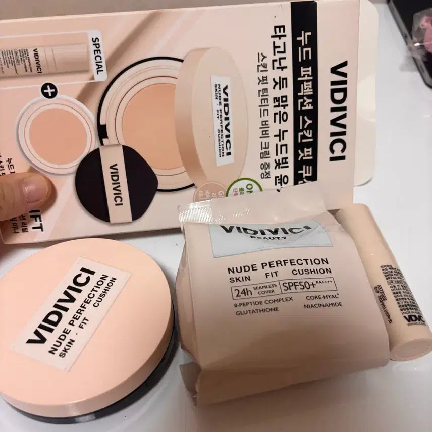 [BUNJANG] VIDIVICI Nude Perfection Skin Fit Cushion (Refill Included) - Shade 21 Ivory / 비디비치 누드 퍼펙션 스킨 핏 쿠션 본품+리필 21호 아이보리