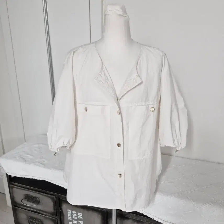 [BUNJANG] System 25SS Cotton Poly Blend Jacket White Size 66 / 25년 시스템 자켓 반팔