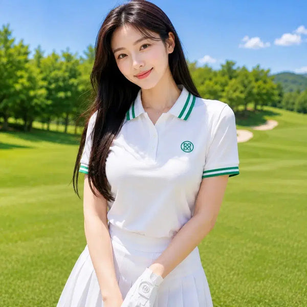 [BUNJANG] G/FORE Women's Two-Tone Collar Pique Polo Golf T-Shirt - Size M / (새상품)지포어 여성 투톤 칼라 피케 폴로 골프 티셔츠 M