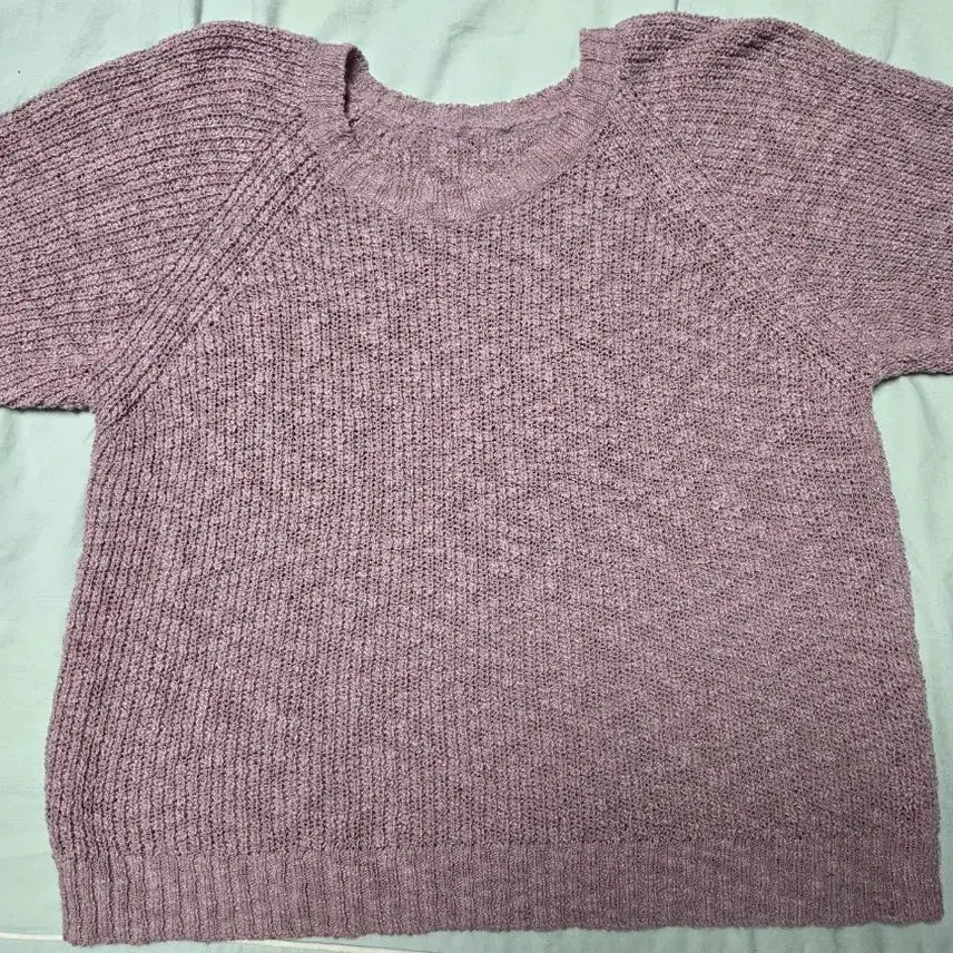 [BUNJANG] Purple Short Sleeve Knit T-Shirt / 퍼플 반팔 니트 티셔츠