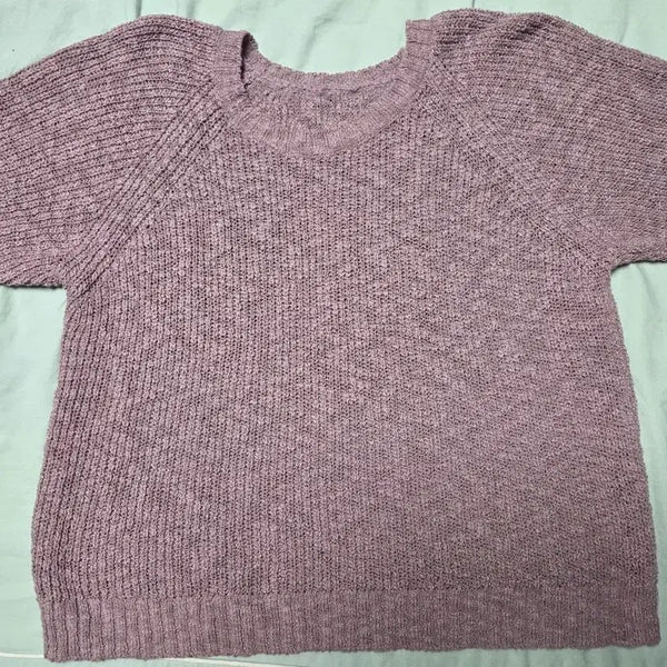 [BUNJANG] Purple Short Sleeve Knit T-Shirt / 퍼플 반팔 니트 티셔츠
