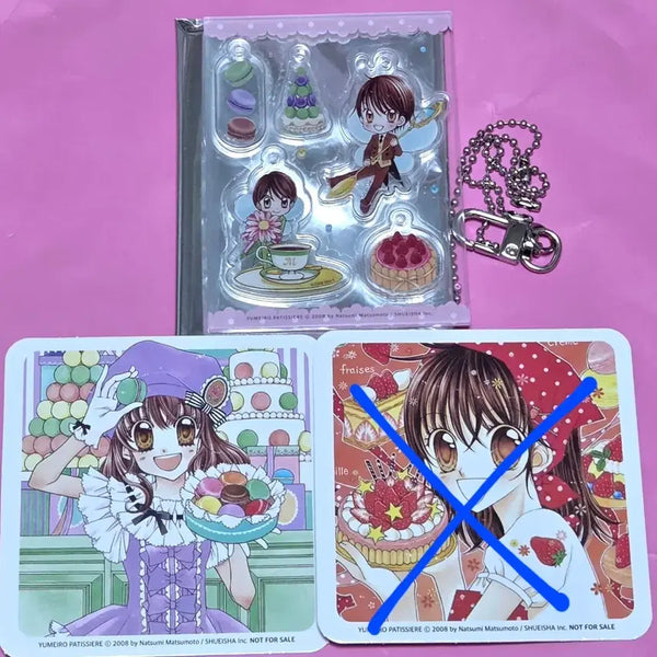 [BUNJANG] Dream Produce! Yumeiro Patissiere Acrylic Keychain & Strawberry Special Coaster Bundle Set / 꿈빛파티시엘 꿈파 팝업 카페 아크릴 키링, 딸기 특전 코스터