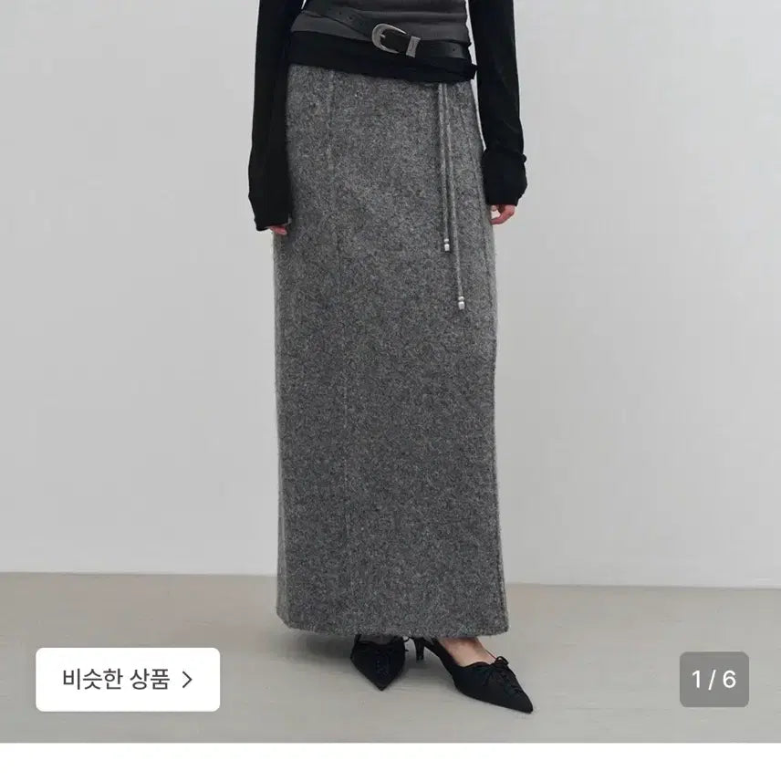 [BUNJANG] MAXI Wool Skirt Grey S / (새)몽돌 스트랩 맥시 울 스커트 그레이 S