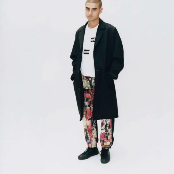 [BUNJANG] Supreme x Comme des Garçons 18AW Split Logo Wool Coat Black / [M] 슈프림 x 꼼데가르송 18AW 스플릿 로고 코트 블랙