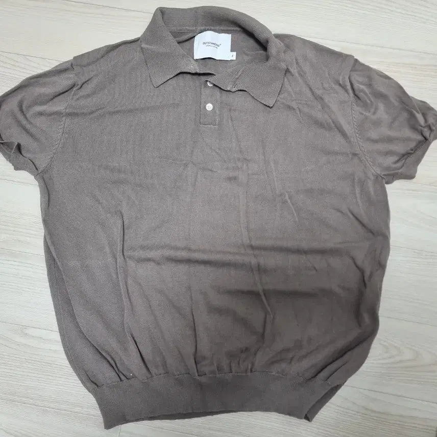 [BUNJANG] Outstanding Knit Collar T-Shirt Brown M / 아웃스탠딩 니트카라티 브라운 M사이즈