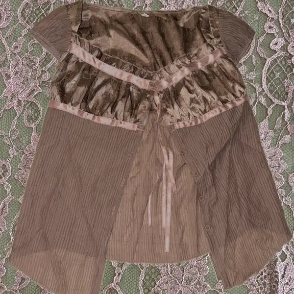 [BUNJANG] Moribanesae Pink Short-Sleeved Blouse / Pink short-sleeved blouse 모리반팔 바선생 블라우스