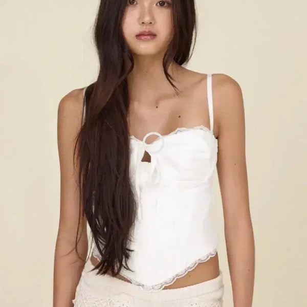 [BUNJANG] Glowny Corset Sleeveless T-shirt White / 글로니 코르셋 새상품택O