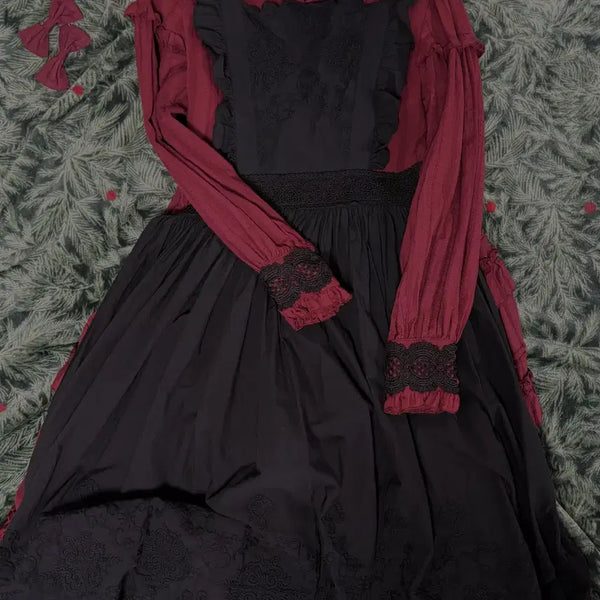 [BUNJANG] ZJ Story Alice Burgundy Lolita Dress / ZJ story 앨리스 버건디 로리타 드레스