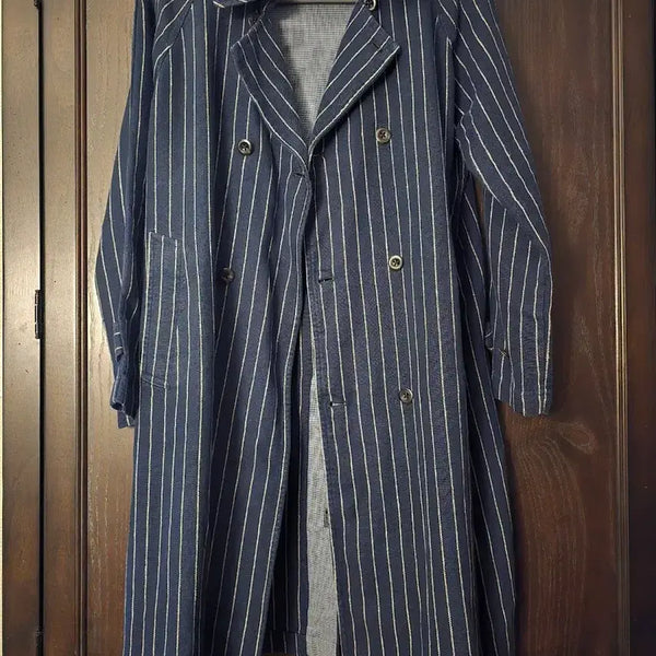 [BUNJANG] 45R Navy Stripe Long Trench Coat Size 3 / 45R 네이비 스트라이프 롱 트렌치 코트3사이즈입니다