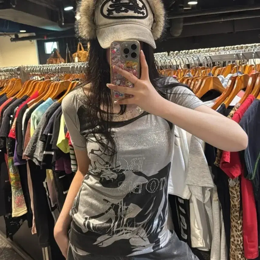 [BUNJANG] Y2K Glitter Short Sleeve T-Shirt / 갸루글리터 Y2K반팔