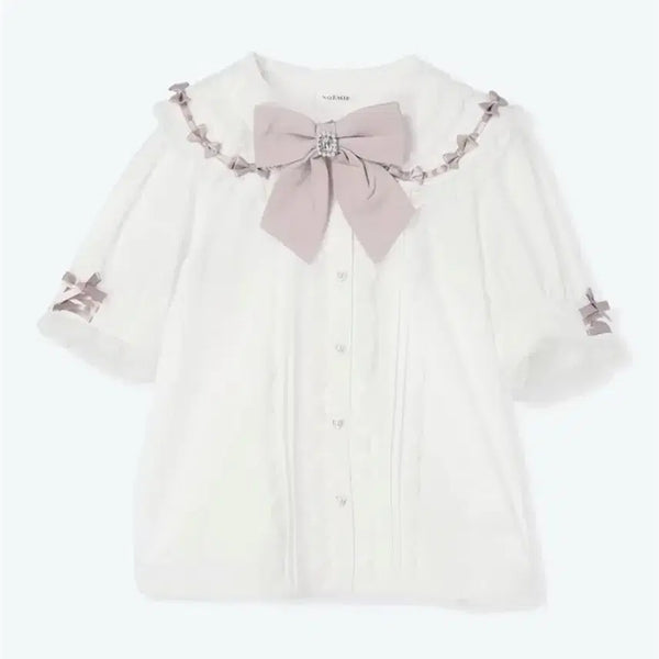 [BUNJANG] Noemie Ribbon Blouse / noemie 노에미 리본 블라우스 화이트 핑크 양산형 지뢰계 양지뢰 걸리