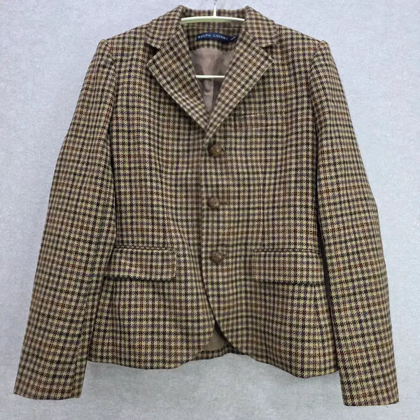 [BUNJANG] Ralph Lauren Plaid Wool Blazer Elbow Patch Jacket (Made in Japan) / 랄프로렌 체크 울 블레이저 엘보 패치 자켓 MADE IN JAPAN