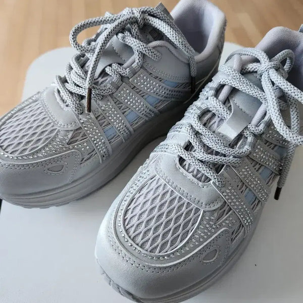 [BUNJANG] Silver-Tone Cubic Zirconia Embellished Sneakers / 실버톤 큐빅 장식 운동화