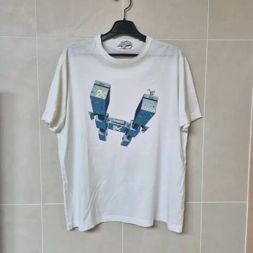 [BUNJANG] Hermès White H Logo Short Sleeve T-Shirt / 에르메스 정품 화이트 H로고 반팔 티셔츠95~100