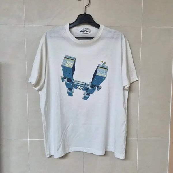 [BUNJANG] Hermès White H Logo Short Sleeve T-Shirt / 에르메스 정품 화이트 H로고 반팔 티셔츠95~100